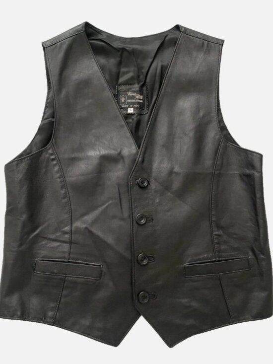 M Made In Italy Jackets & Blazers - Vtg Lavorazione Artigiana Leather Vest Black S Made In Italy Vera Pelle 60s 70s